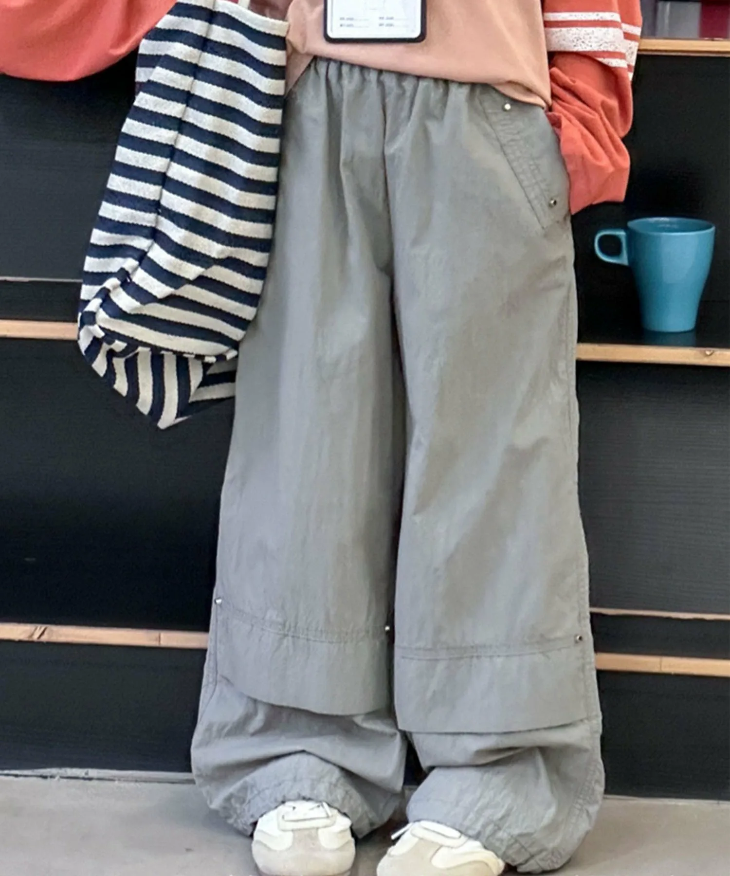 Детские широкие штаны для улицы Aimoha Kids, gray — фото 4