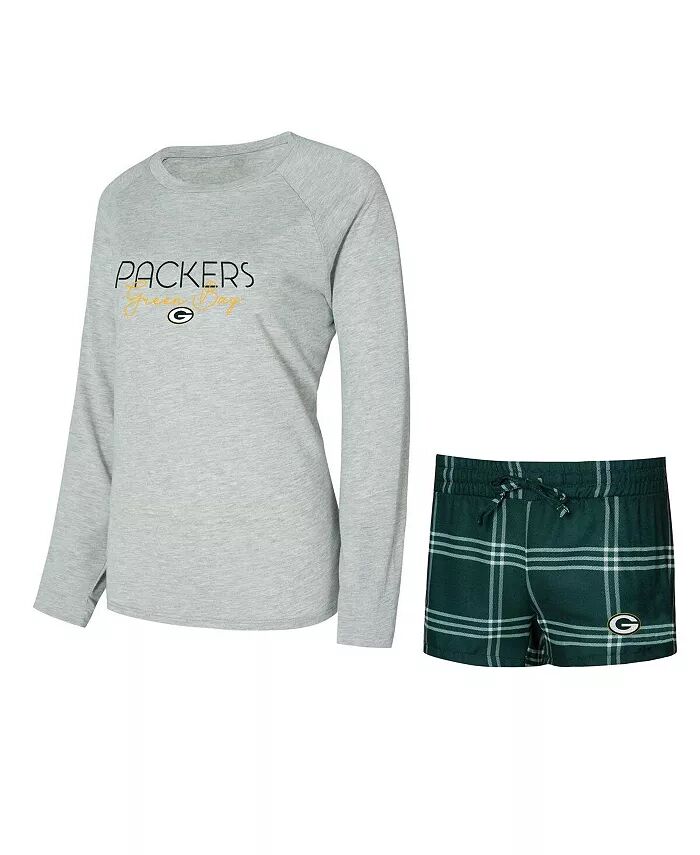 

Женский комплект футболок и шорт Green Bay Packers Petition Raglan с длинным рукавом Concepts Sport