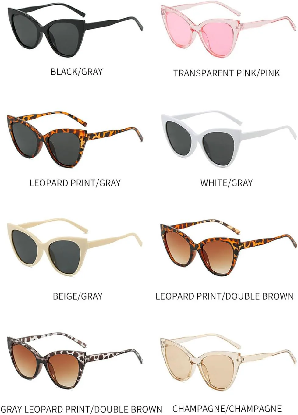 

Винтажные солнцезащитные очки «кошачий глаз» для женщин, дизайнерские ретро-очки в стиле 90-х, большие солнцезащитные очки, модные очки для вождения mincl, Black