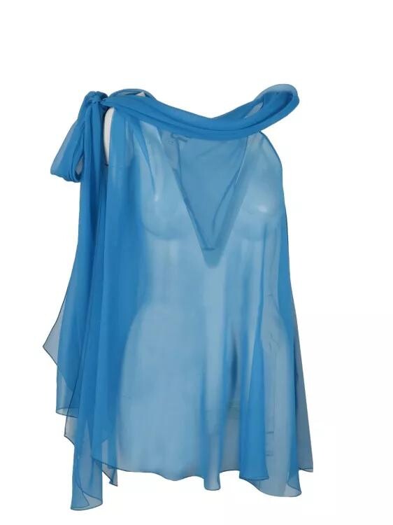 

Шелковая шифоновая блузка Alberta Ferretti, синий