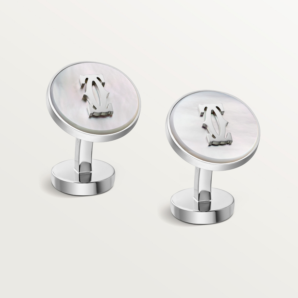 

Запонки Cartier Boutons de manchette Double C De Cartier nacre, цельное серебро