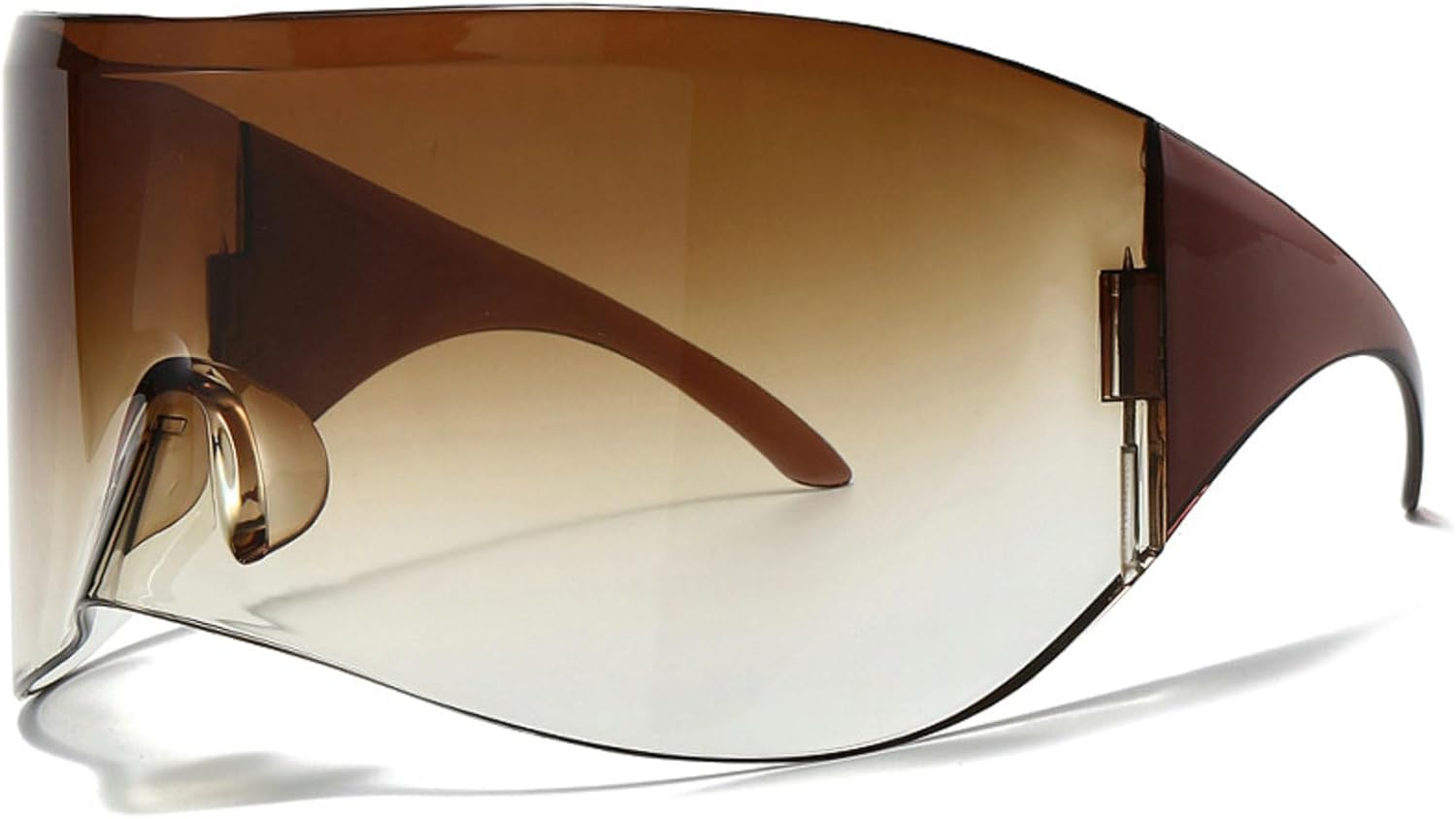 

Большие модные солнцезащитные очки-обтекатели для женщин и мужчин, концертные очки в стиле 2000-х, ретро, ​​Y2K, большие безрамочные солнцезащитные очки-щитки mincl, Brown