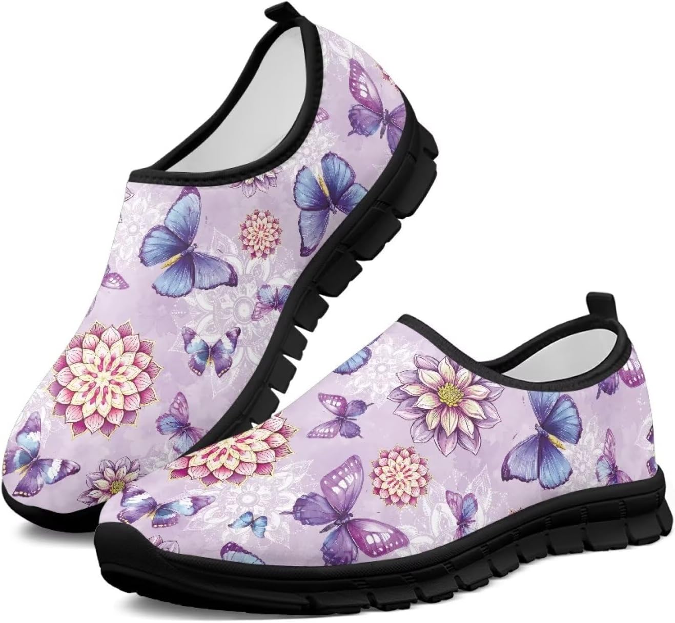 

Удобные слипоны для женщин, противоскользящие для ходьбы и бега, кроссовки с широкой носочной частью, размер США 5,5-13,5 Chririnla, фиолетовый