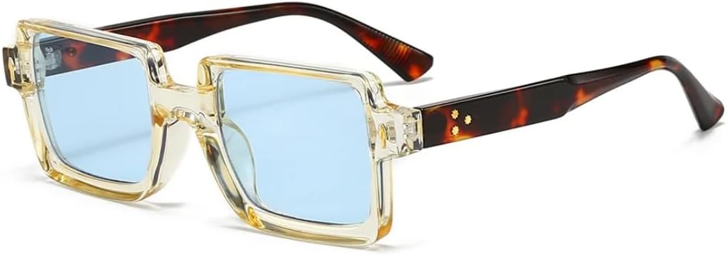 

Винтажные женские солнцезащитные очки, модные двухцветные мужские солнцезащитные очки в стиле панк с заклепками и градиентом, защита от УФ-излучения UV400 SZVVBKK, Yellow Blue