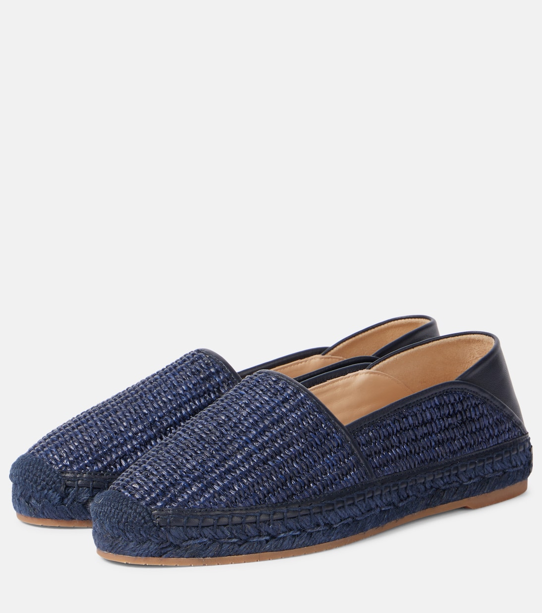 Эспадрильи из рафии с кожаной отделкой Manolo Blahnik, 4109 Navy/4116 Navy — фото 4