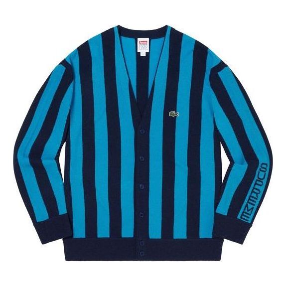 Куртка x lacoste stripe cardigan fw19 jacket 'blue' Supreme, синий
