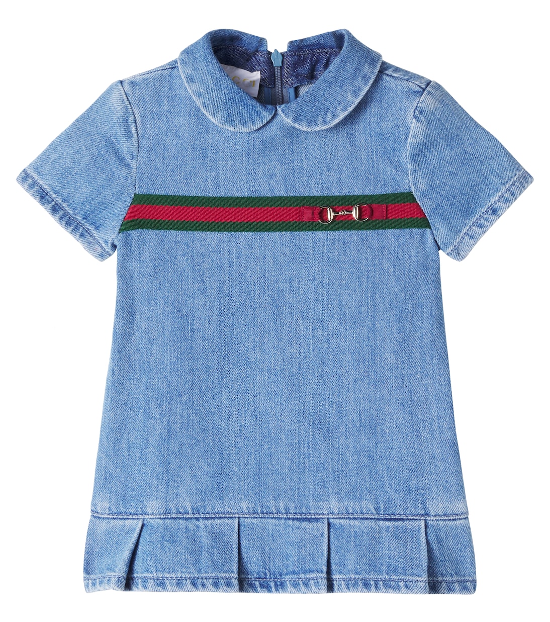 

Джинсовое платье Baby Horsebit с полосками в стиле Web Gucci Kids, Light Blue/Mix