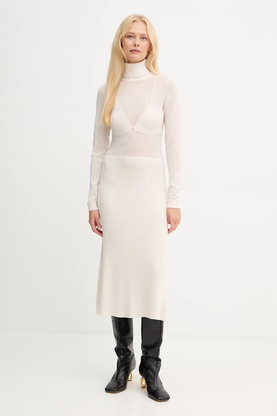 

Платье с шерстью Elisabetta Franchi, бежевый