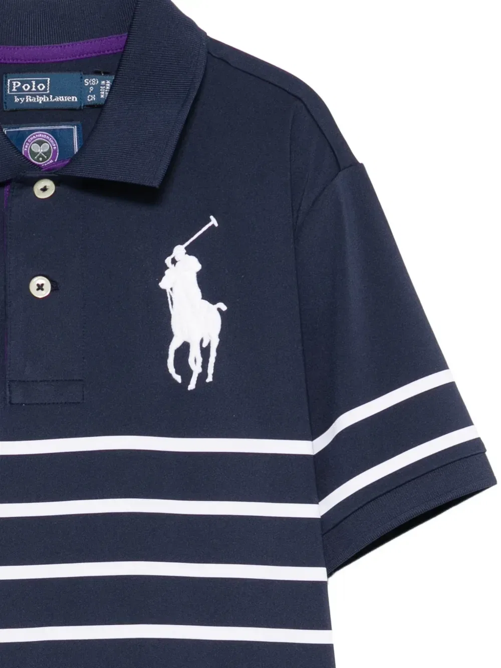 Рубашка-поло в полоску с вышивкой логотипа Polo Ralph Lauren Kids, синий — фото 3
