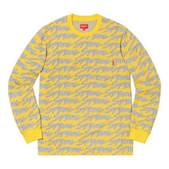 

Футболка ss19 signature script logo ls pocket tee Supreme, желтый