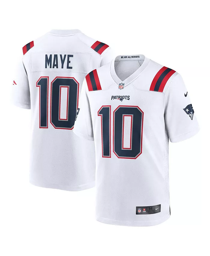 

Мужская игровая футболка Drake Maye New England Patriots, выбор в первом раунде драфта НФЛ 2024 Nike, белый