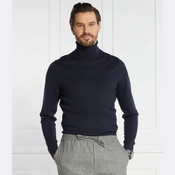 Шерстяная водолазка приталенного кроя Calvin Klein, синий — фото 2