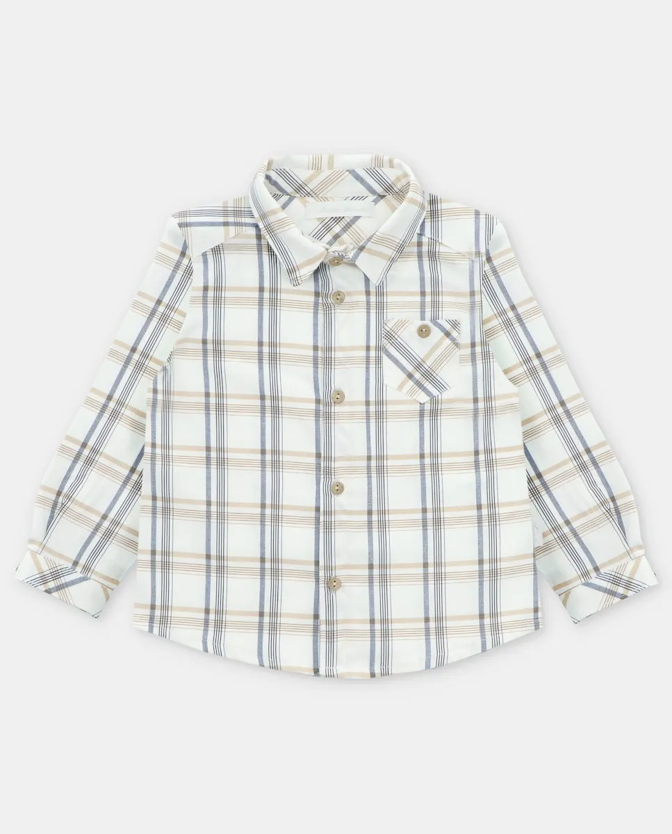 

Детская хлопковая рубашка в клетку синего цвета Martín Aranda