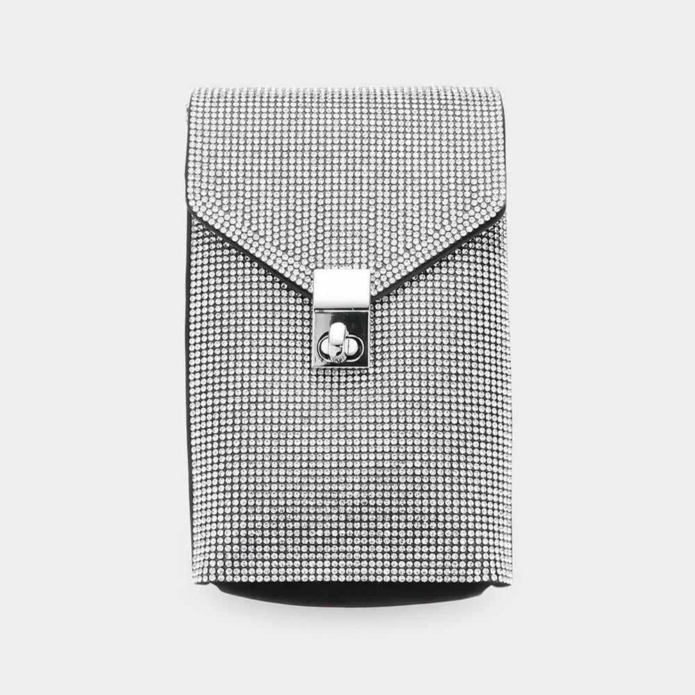 

Блестящая стеганая прямоугольная сумка-кроссбод для телефона FASHNZFAB, Rhodium