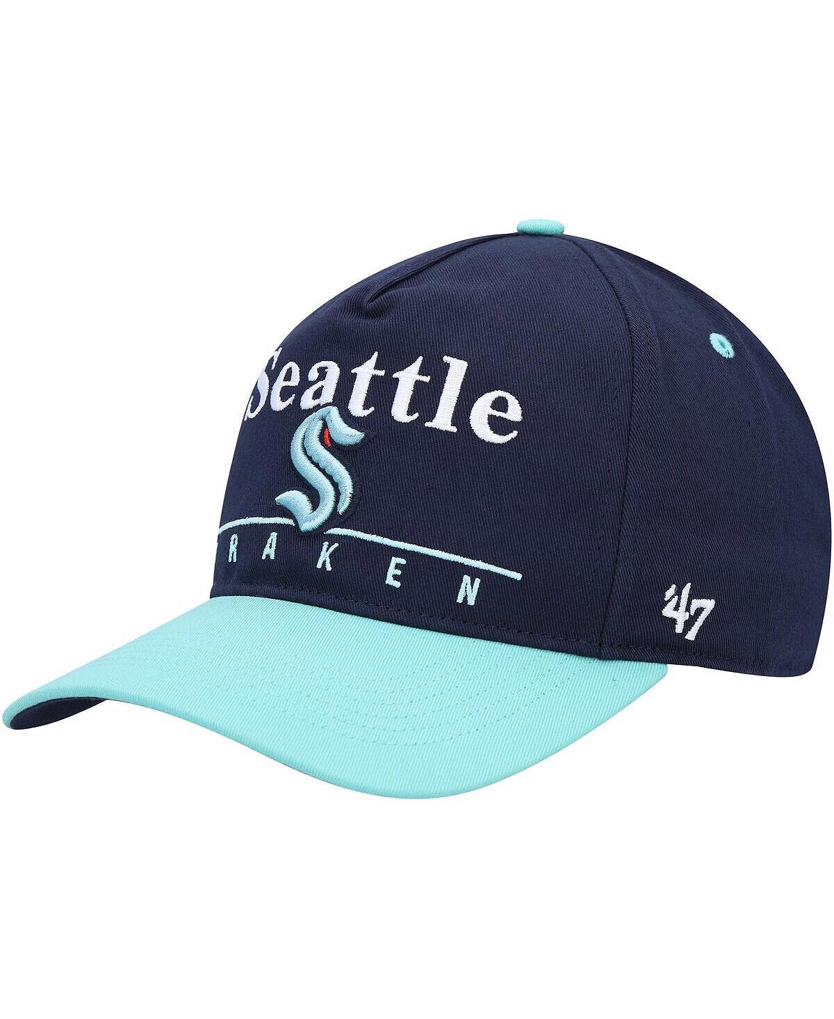 

Мужская регулируемая бейсболка Snapback темно-синего, голубого цвета Seattle Kraken Super Hitch '47 Brand