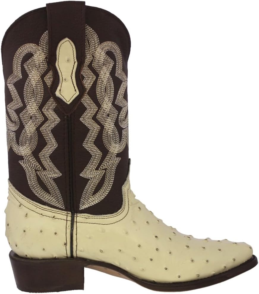 Мужские вестерн-бутсы Texas Legacy белого цвета с принтом из кожи страуса J Toe — фото 2