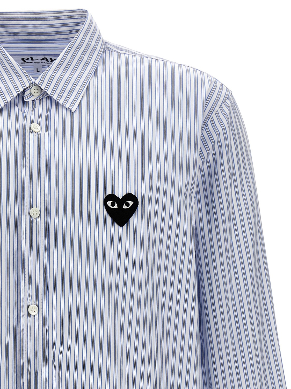 Рубашка в полоску с нашивкой-логотипом Comme Des Garçons Play, голубой — фото 3