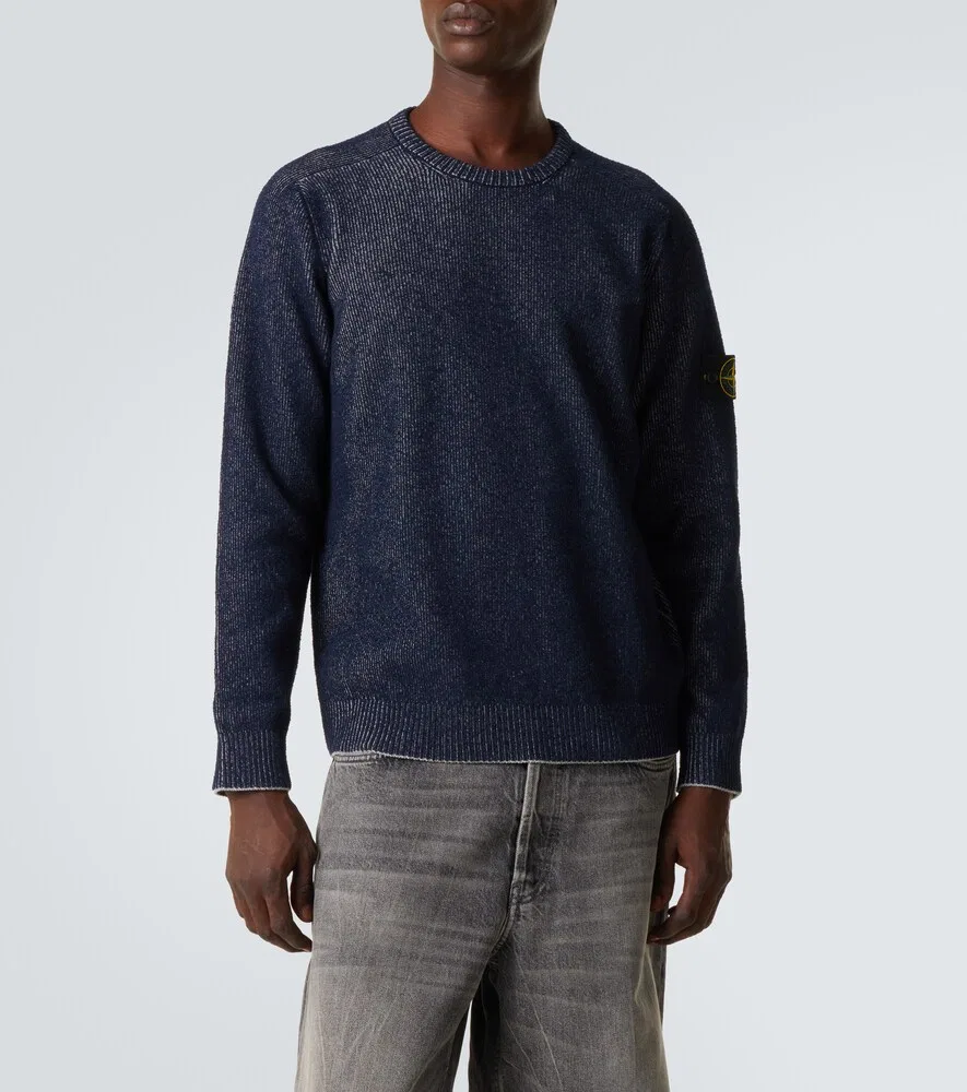 Свитер Compass из хлопковой смеси Stone Island, синий — фото 3