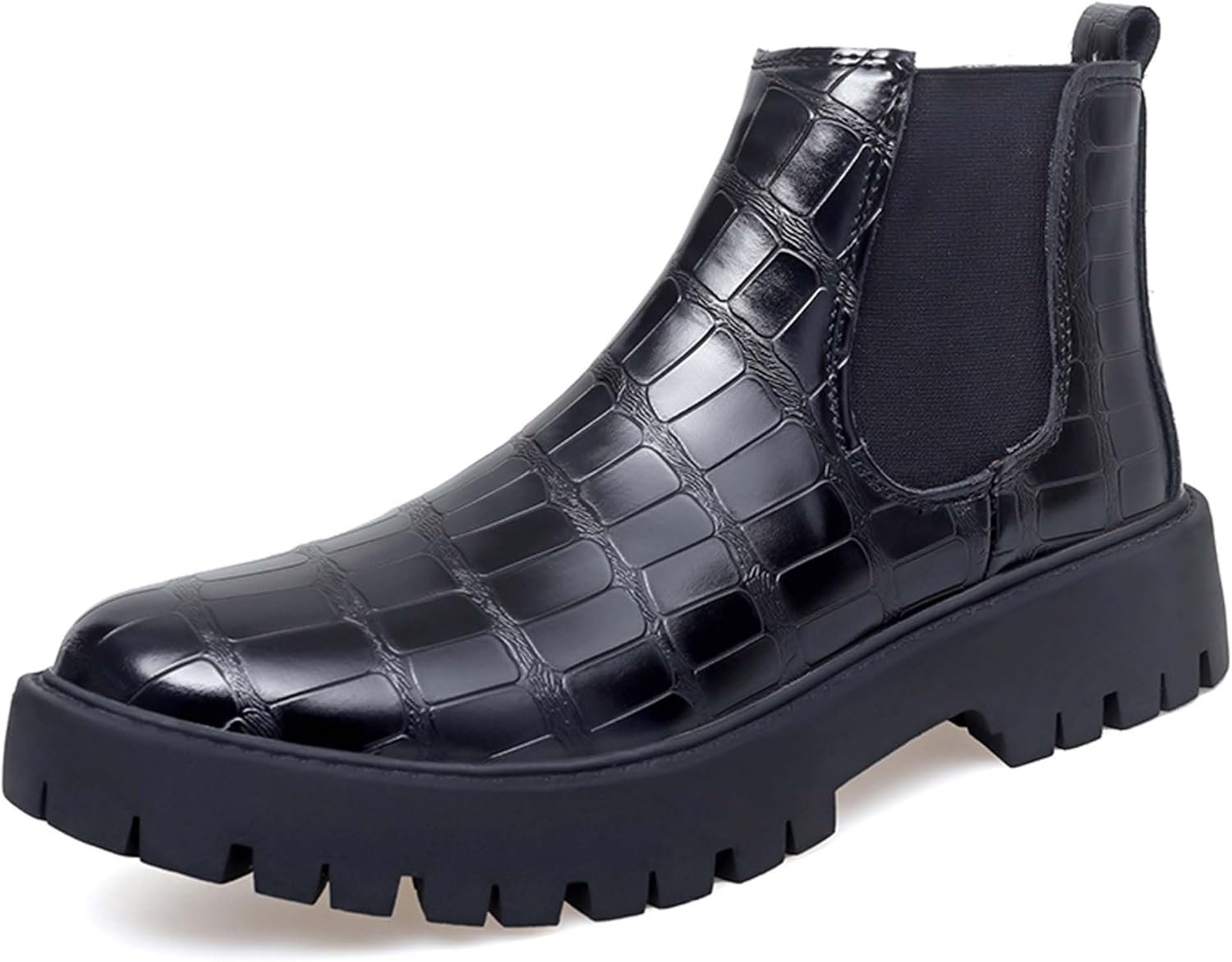 

Мужские ботинки челси на толстой подошве, деловые, повседневные, формальные, с противоскользящим покрытием, увеличивающие высоту, для работы, конференций, униформы, банкетов, свадебных костюмов, платьев, высокие кожаные ботинки Generic, черный