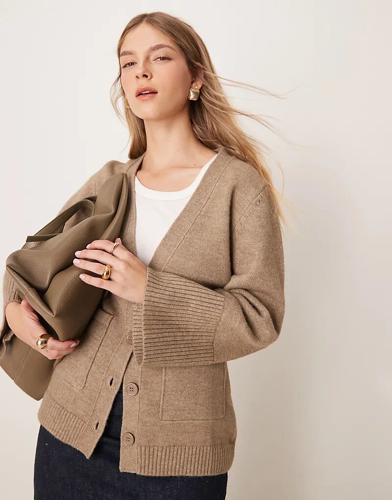 

Кардиган с манжетами крупной вязки в серо-коричневом цвете Pretty Lavish