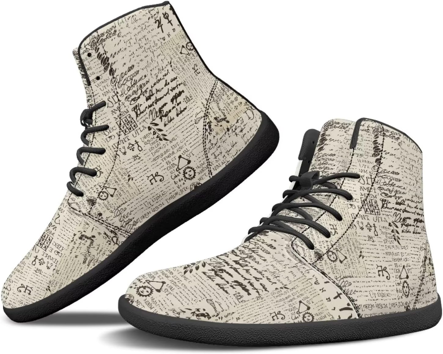 

Мужские высокие кеды Binienty с ощущением земли, ботинки из ПУ-кожи, минималистичные повседневные плоские кроссовки, Ancient Newspaper