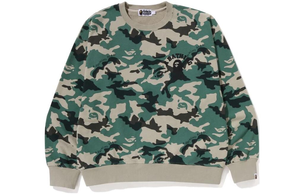 

Свободный крой BAPE Woodland Camo с круглым вырезом A Bathing Ape, зеленый