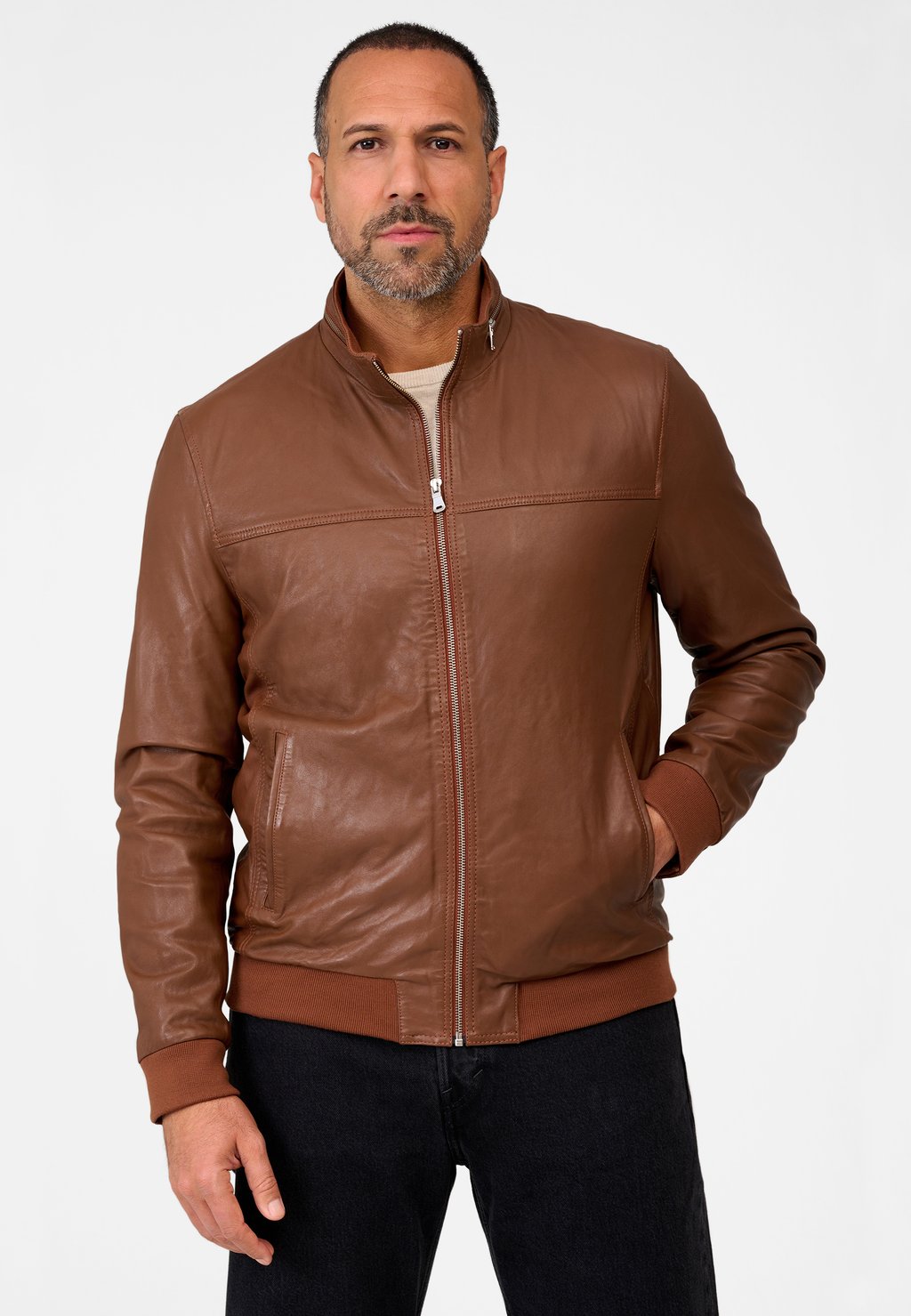 

Куртка-бомбер Leather jacket Ricano, цвет Cognac