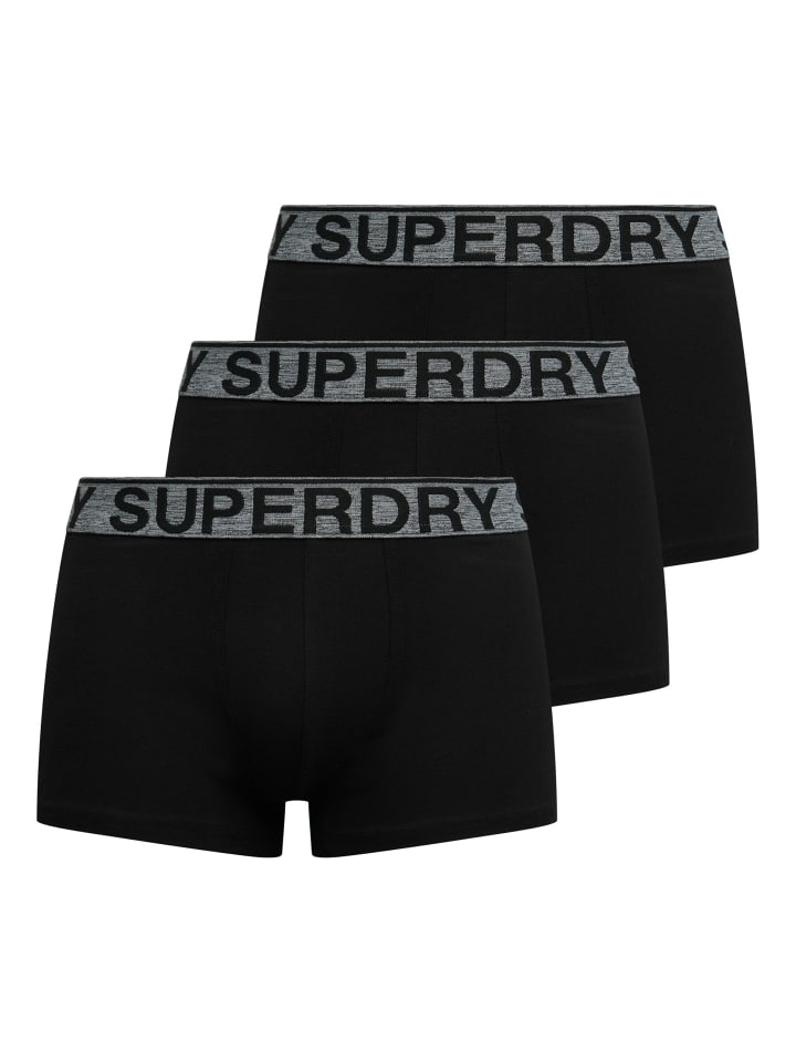 

Superdry Комплект из 3 боксерских трусов, черно-серые