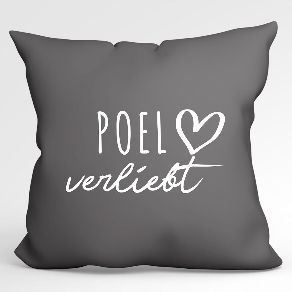 

УРАА! Подушка Poel in love декоративная наволочка без наполнения Steel Grey с названием любимого острова Hellweg Druckerei