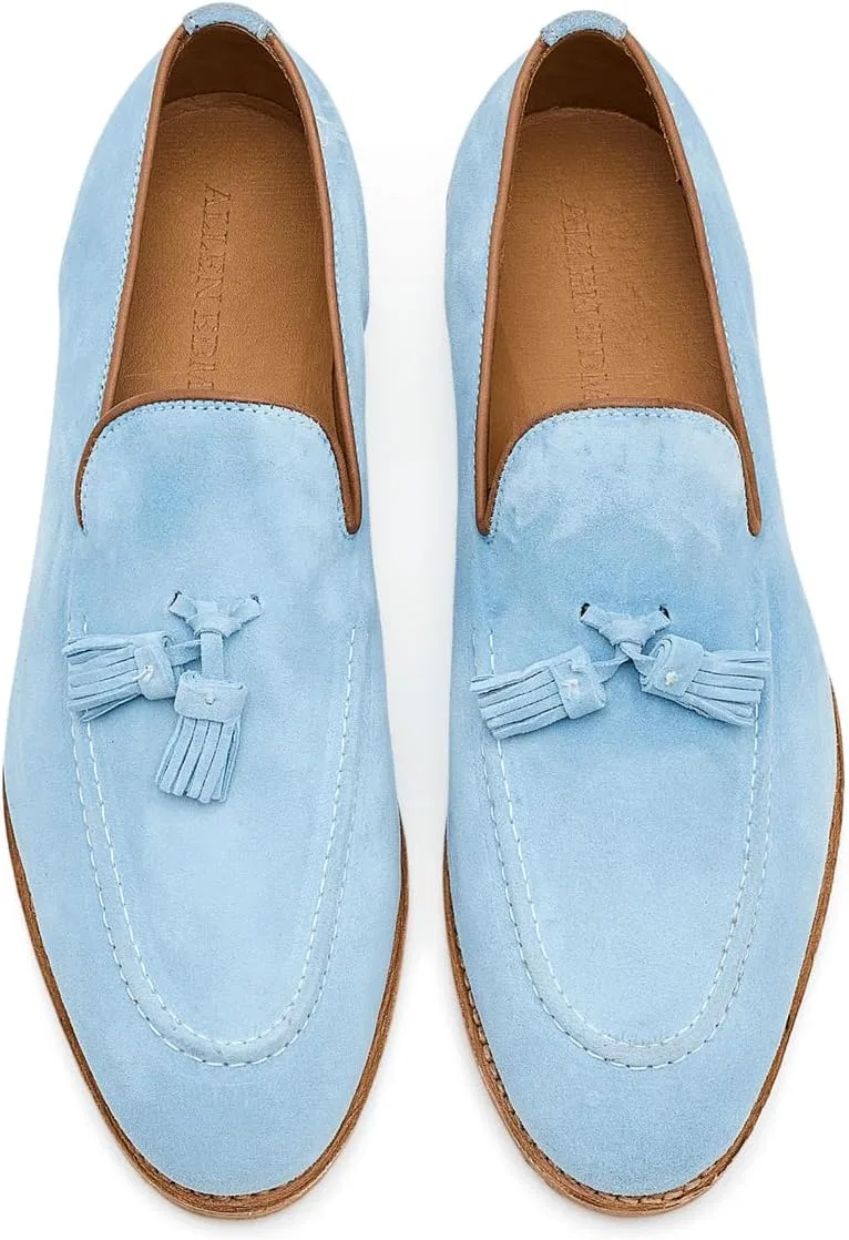 Лоферы с кисточками Allen Edmonds, светло-голубая замша — фото 2