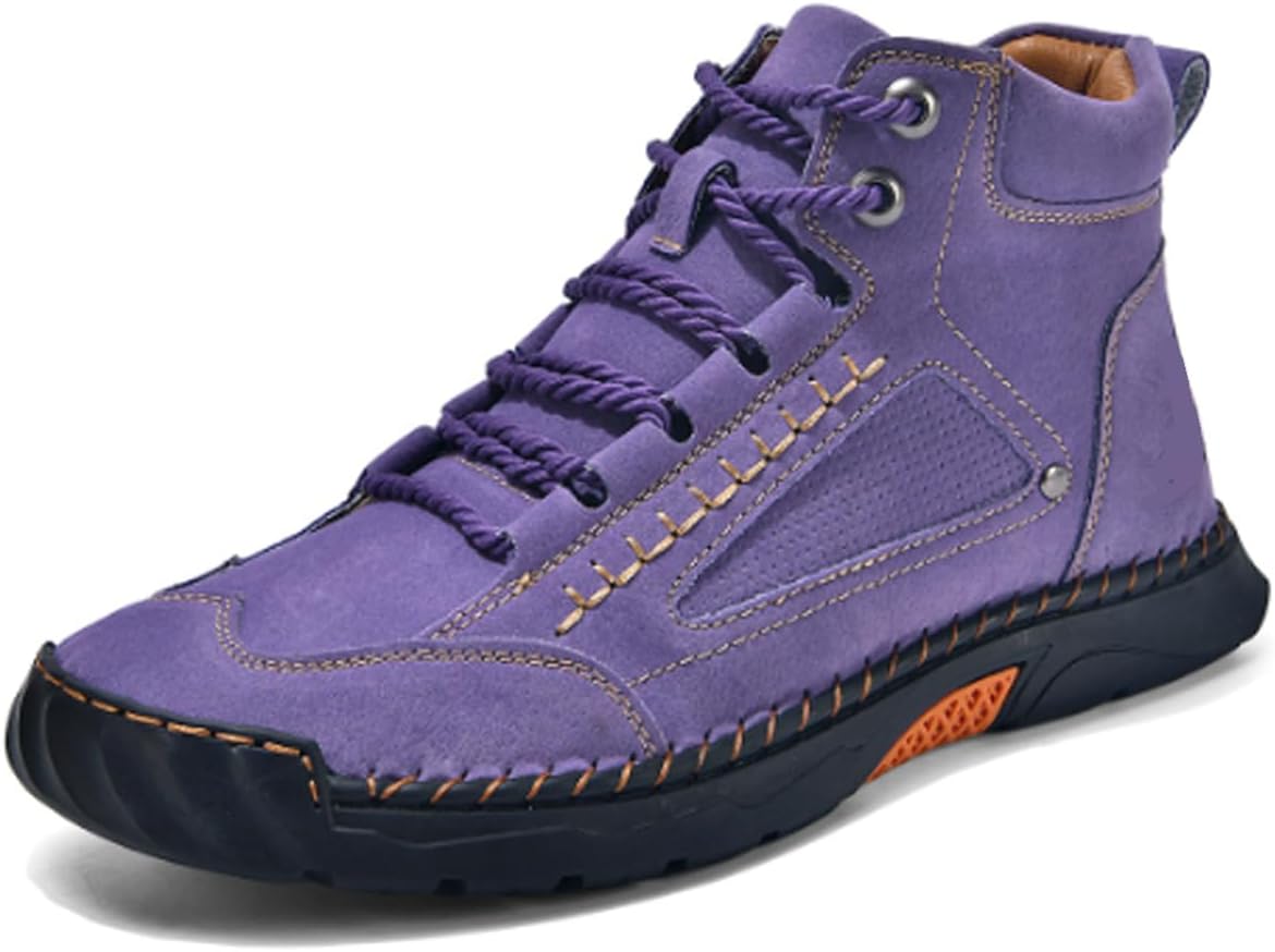 

Мужские повседневные кожаные кроссовки ручной работы, средние, противоскользящие, дышащие, легкие, для улицы, ботинки чукка до щиколотки для вождения и прогулок Generic, фиолетовый