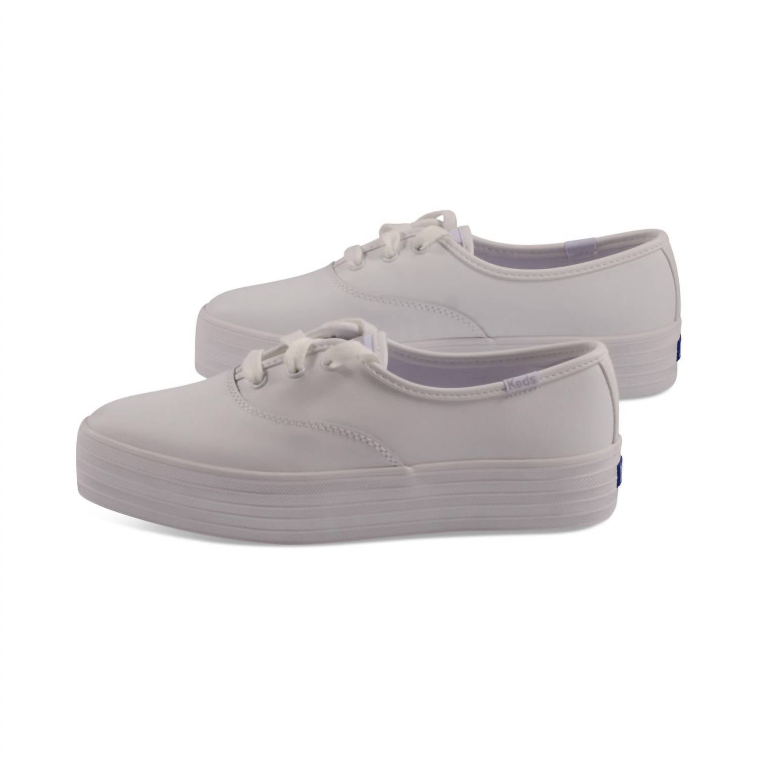 Женские кожаные кроссовки Point на шнуровке белого цвета Keds — фото 2