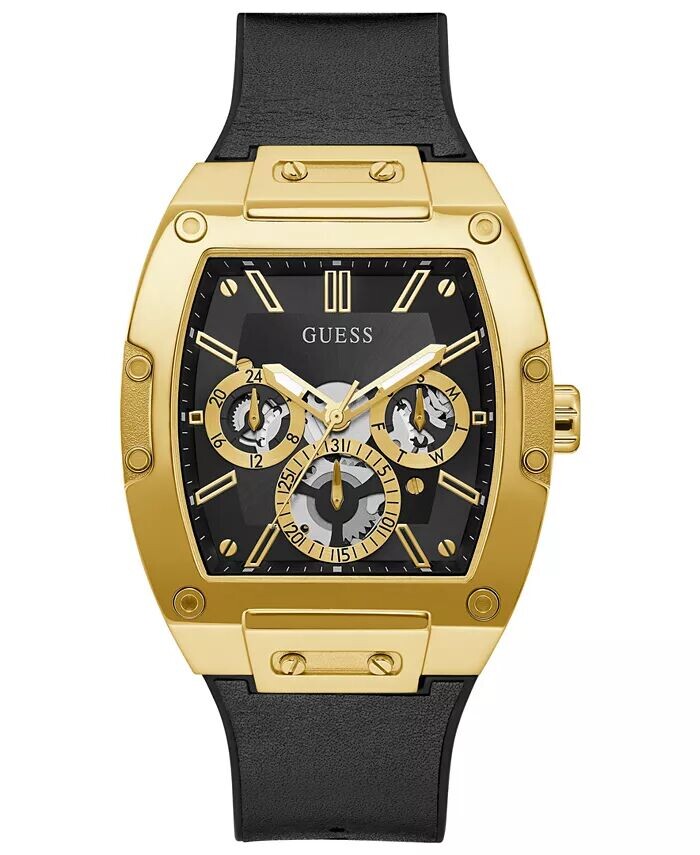 

Мужские черные часы с гибким ремешком из кожи и силикона, 43 мм GUESS