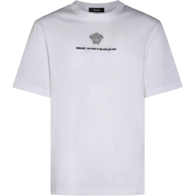 

Футболка с круглым вырезом и вышитым логотипом Versace, белый