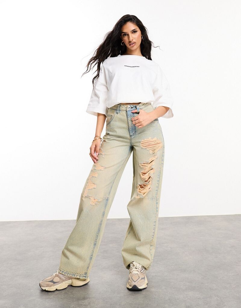 

ASOS DESIGN Weekend Collective — потертые мешковатые джинсы с большими рвами
