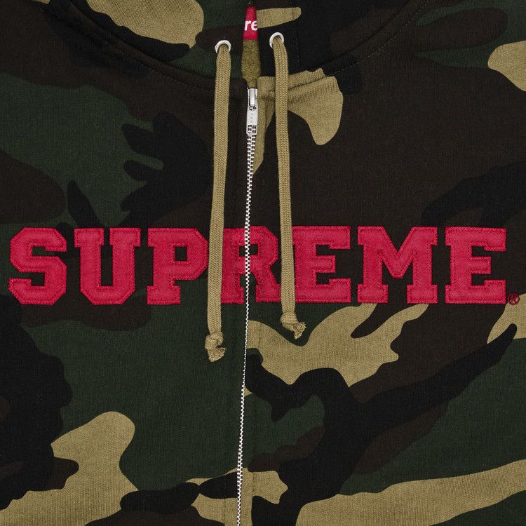 Толстовка Supreme Collegiate Appliqué Zip Up Hooded Sweatshirt, Woodland Camo — фото 2