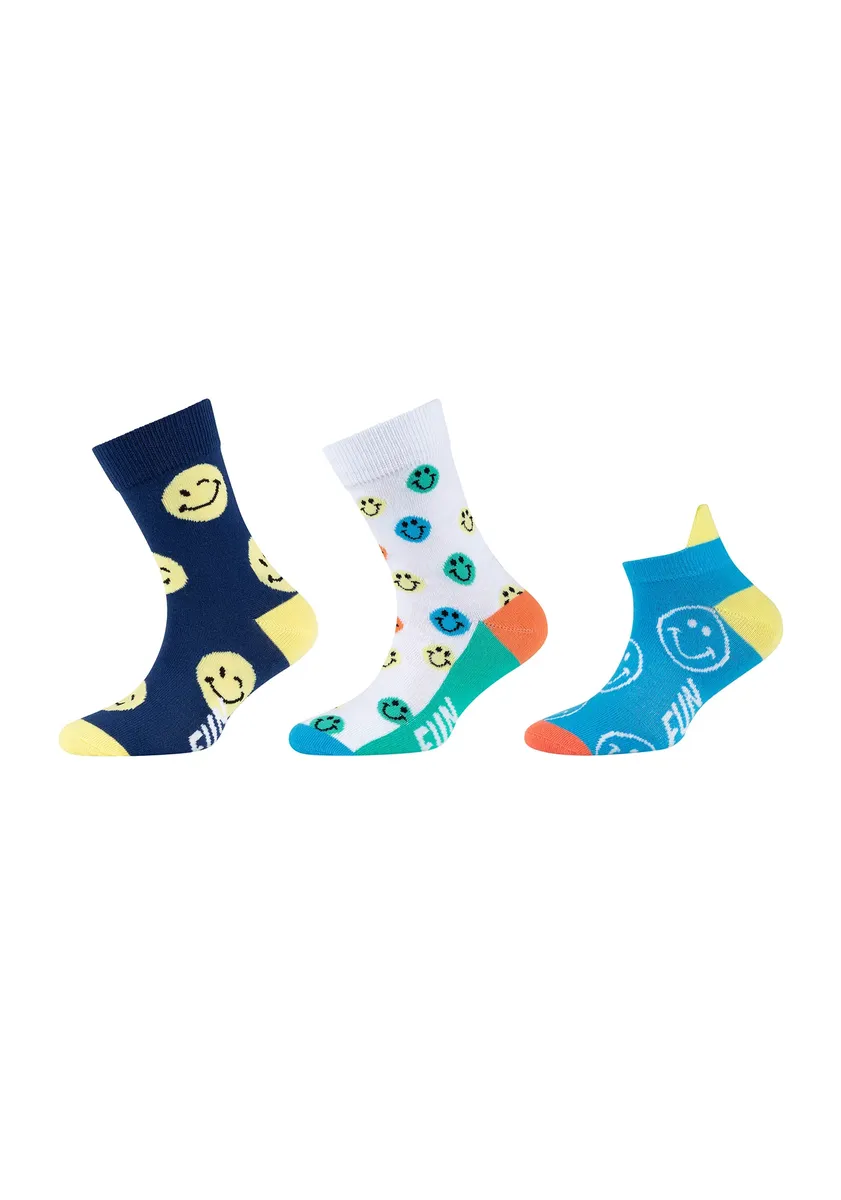 

Носки Fun Socks "Носки и носки-кроссовки, набор из 3 шт.", цвет Smiley