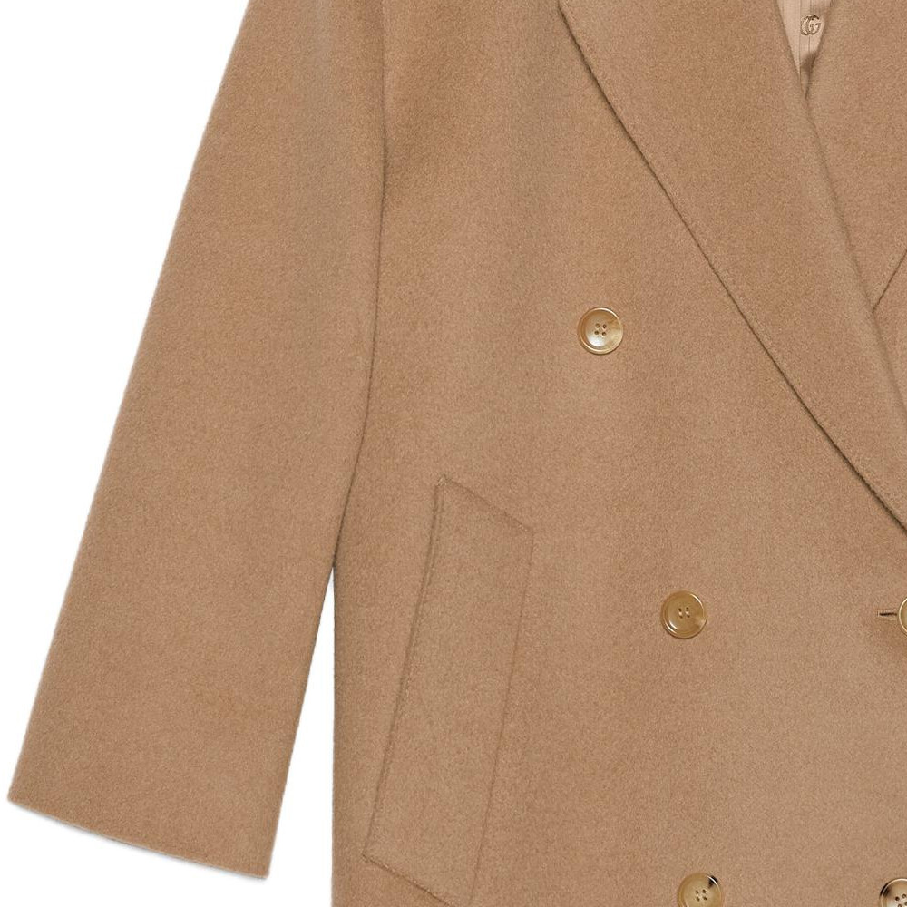 Пальто женское Gucci Классическое, Премиальный крой, Бежевый — фото 2