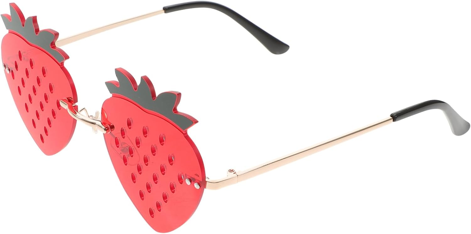 

Солнцезащитные очки CHILDWEET без оправы, форма «клубника», для женщин, стильные и модные очки для вечеринок и фестивалей, удобные носовые упоры для повседневного ношения, Red