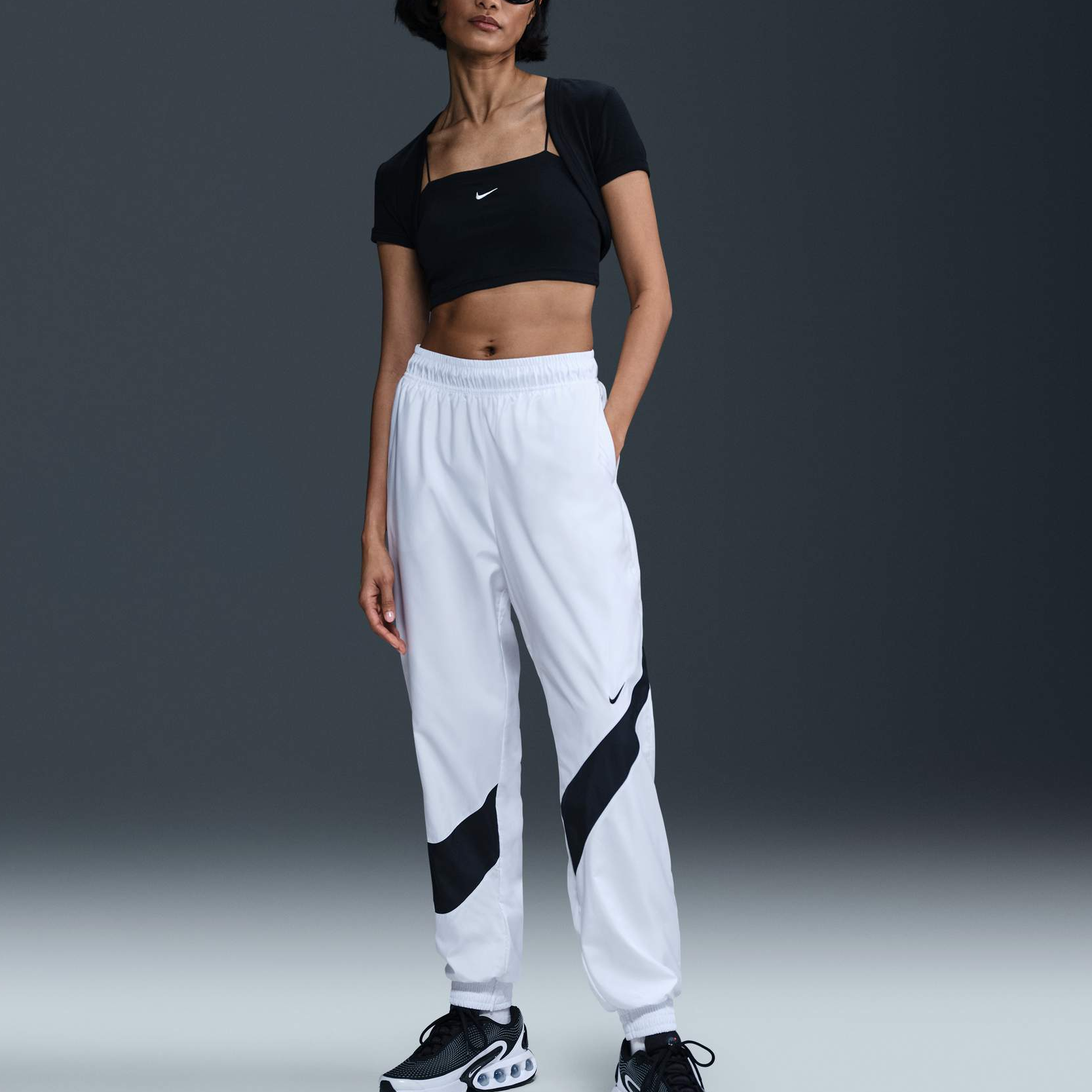 Nike Спортивные вязаные спортивные штаны женские белый/черный — фото 3