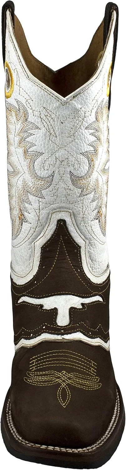 El General Men's Rodeo Cowboy Boots Настоящая кожа с квадратным носком Crazy Camel ROD 10 Generic, коричневый — фото 2
