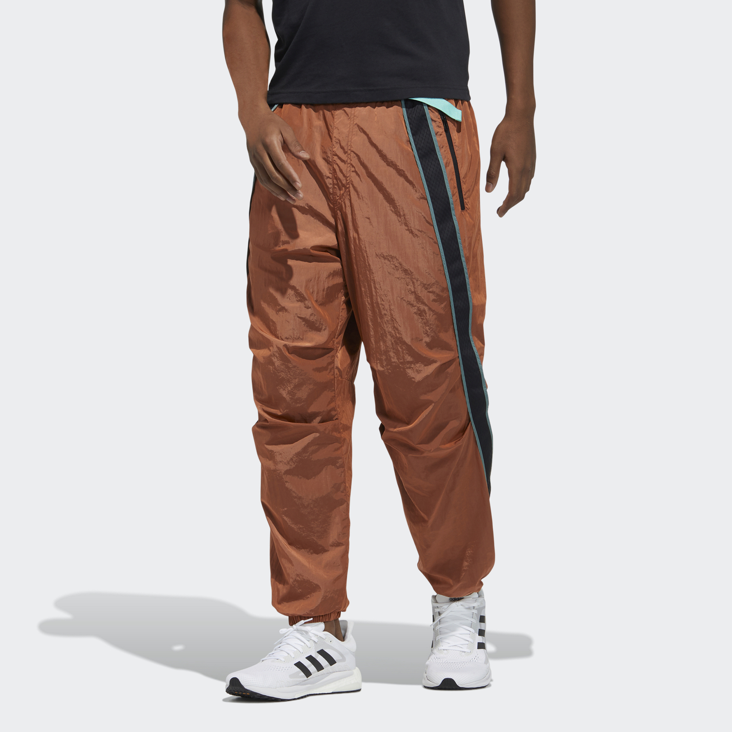 Вязаные спортивные штаны мужские оранжево-желтые Adidas — фото 3