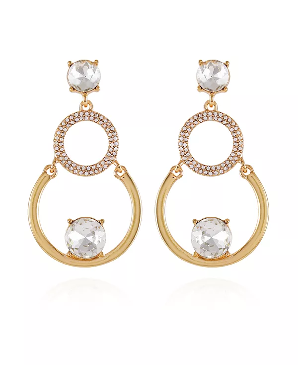 

Золотистые линейные серьги-кольца T Tahari, gold