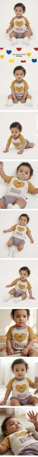 Детский комплект из футболки и шорт "Baby Smile Heart Color Block Waffle" от Belita&Boys — фото 2