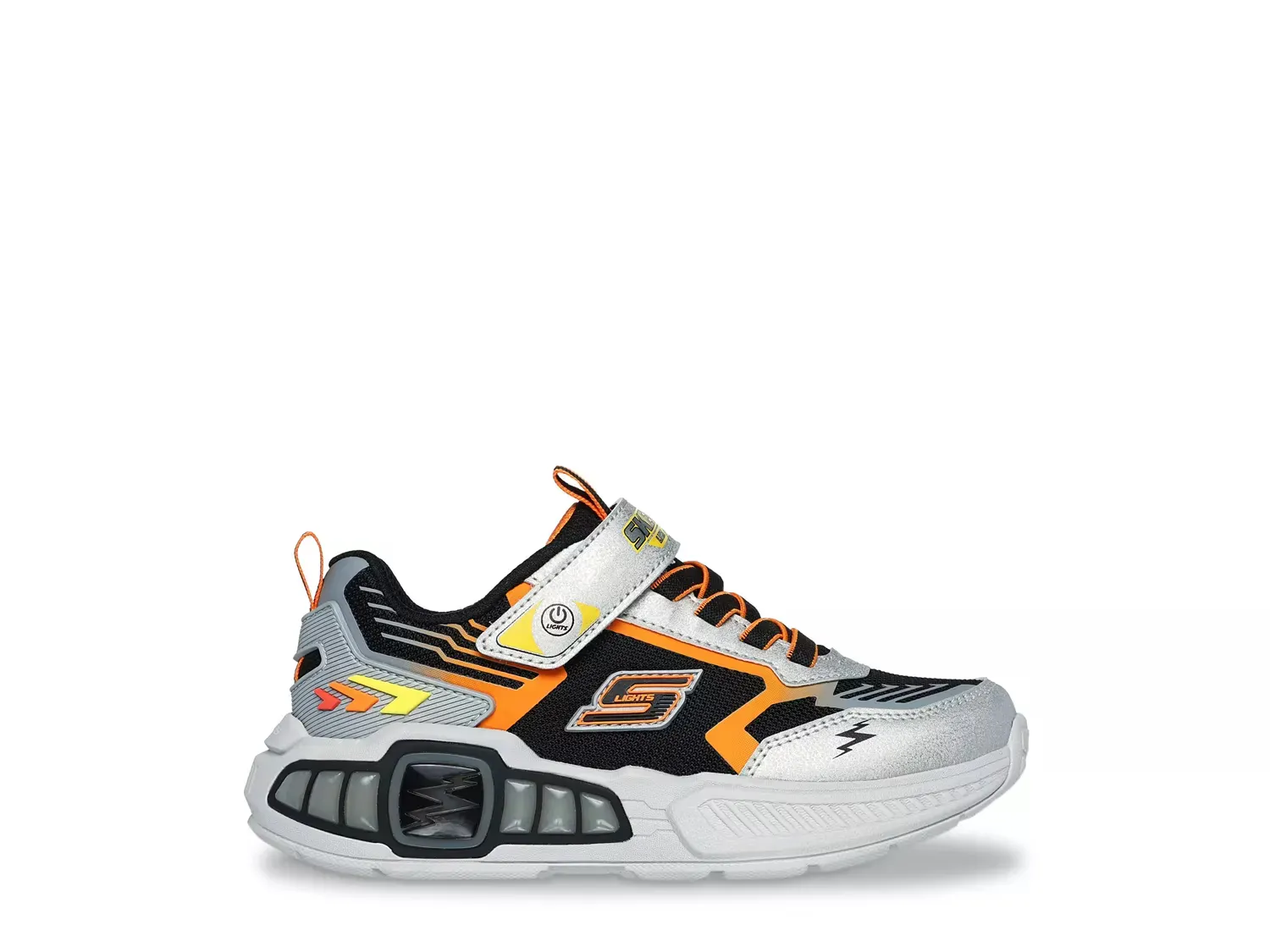 Светящиеся кроссовки Light Storm 3 - детские Skechers, Silver/Orange — фото 3