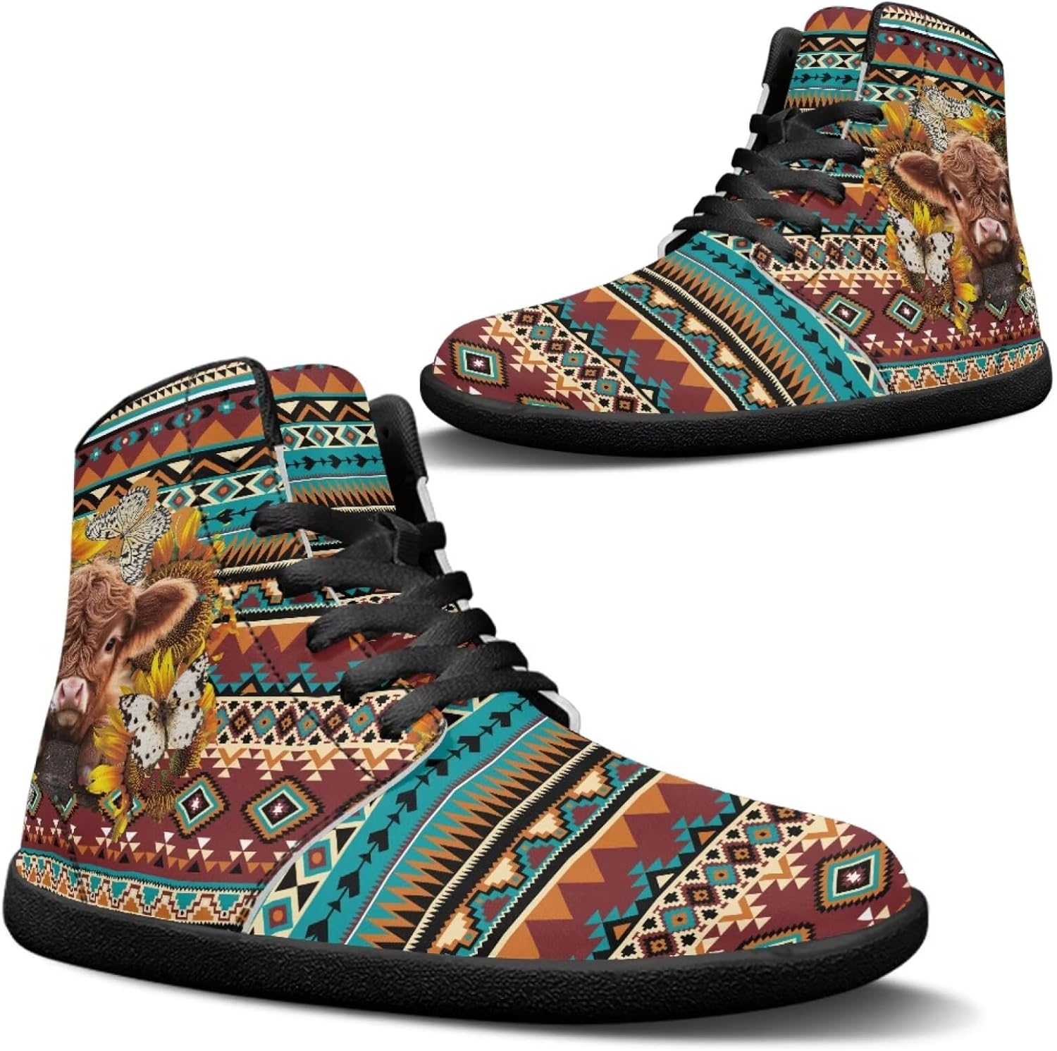 

Кроссовки Binienty для мужчин и женщин, Aztec Ethnic Highland Cow