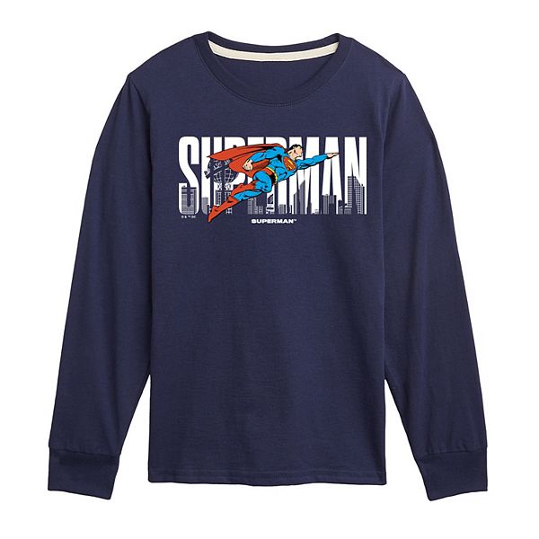 

Футболка с длинным рукавом Boys 8-20 с логотипом superman pose Licensed Character, Navy