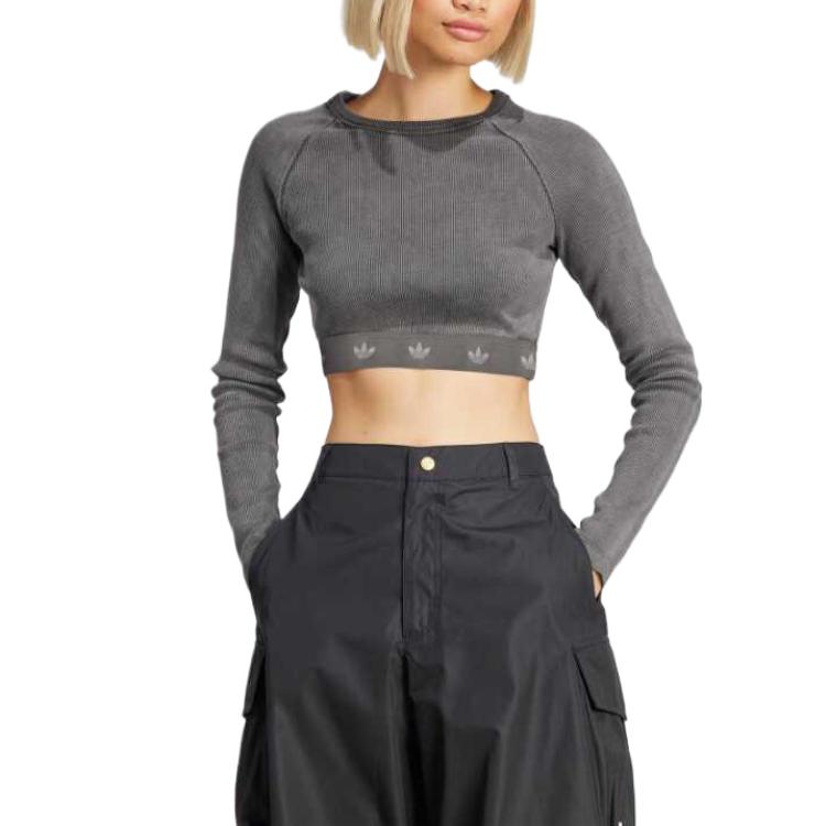 

Adidas Originals Adidas Женский ребристый лонгслив кроп-топ Black