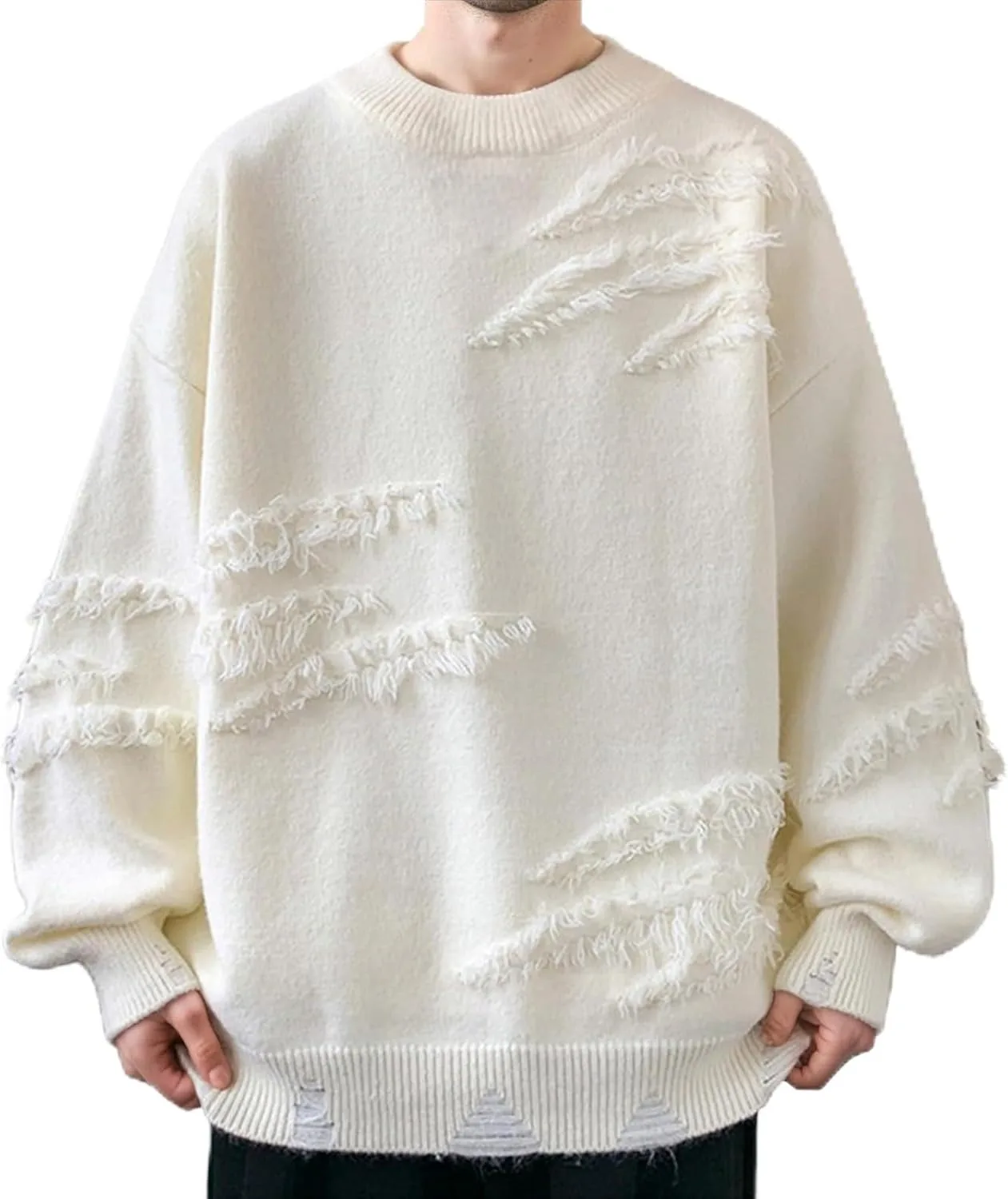 

CUTEGAL Y2K свитер с потертостями кросс оверсайз дедушкин свитер бегги трикотаж лонгслив пуловер зимний стритвир унисекс