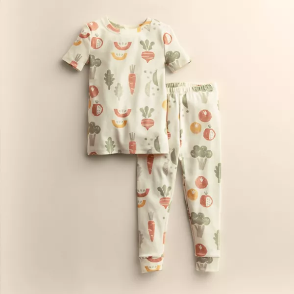 

Детские пижамы с коротким рукавом в обтягивающем фасоде Little Co. By Lauren Conrad, цвет ivry veggie print